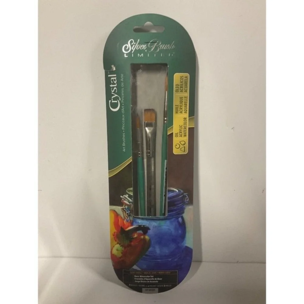 Silver brush limited crystal oil acrylic watercolor brushes 3pc‎